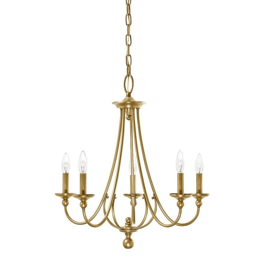 Shop Kichler Camella 21.77 In 5 Light Natural Brass Williamsburg For Preferred Candle Light Chandelier (Photo 12 of 15)