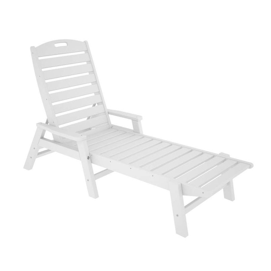 Shop Polywood Nautical White Plastic Patio Chaise Lounge Chair At Pertaining To Famous Lowes Chaise Lounges (View 13 of 15)