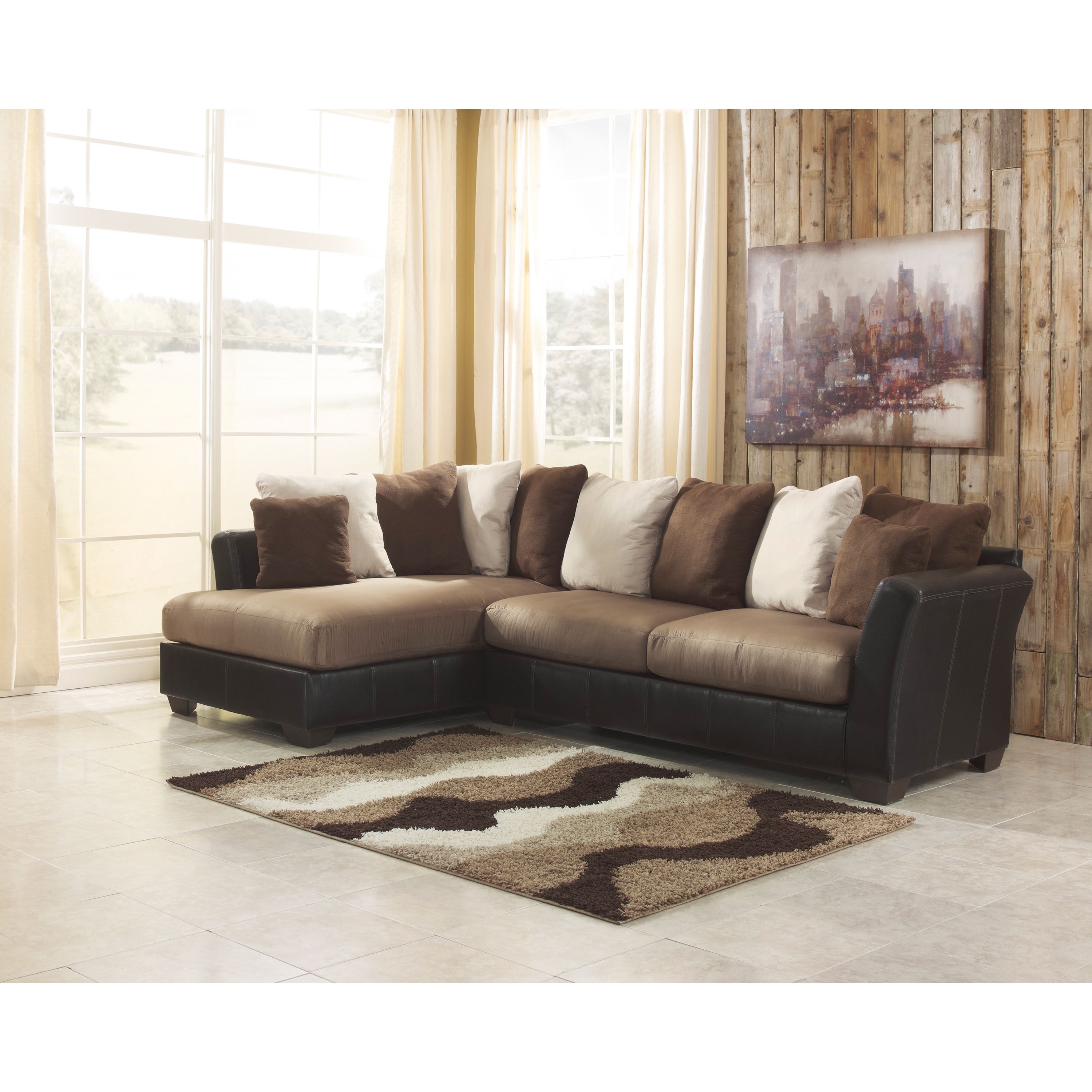 Signature Designashley Masoli 2 Piece Mocha Corner Chaise And Throughout Well Liked 2 Piece Sectionals With Chaise Lounge (Photo 1 of 15)