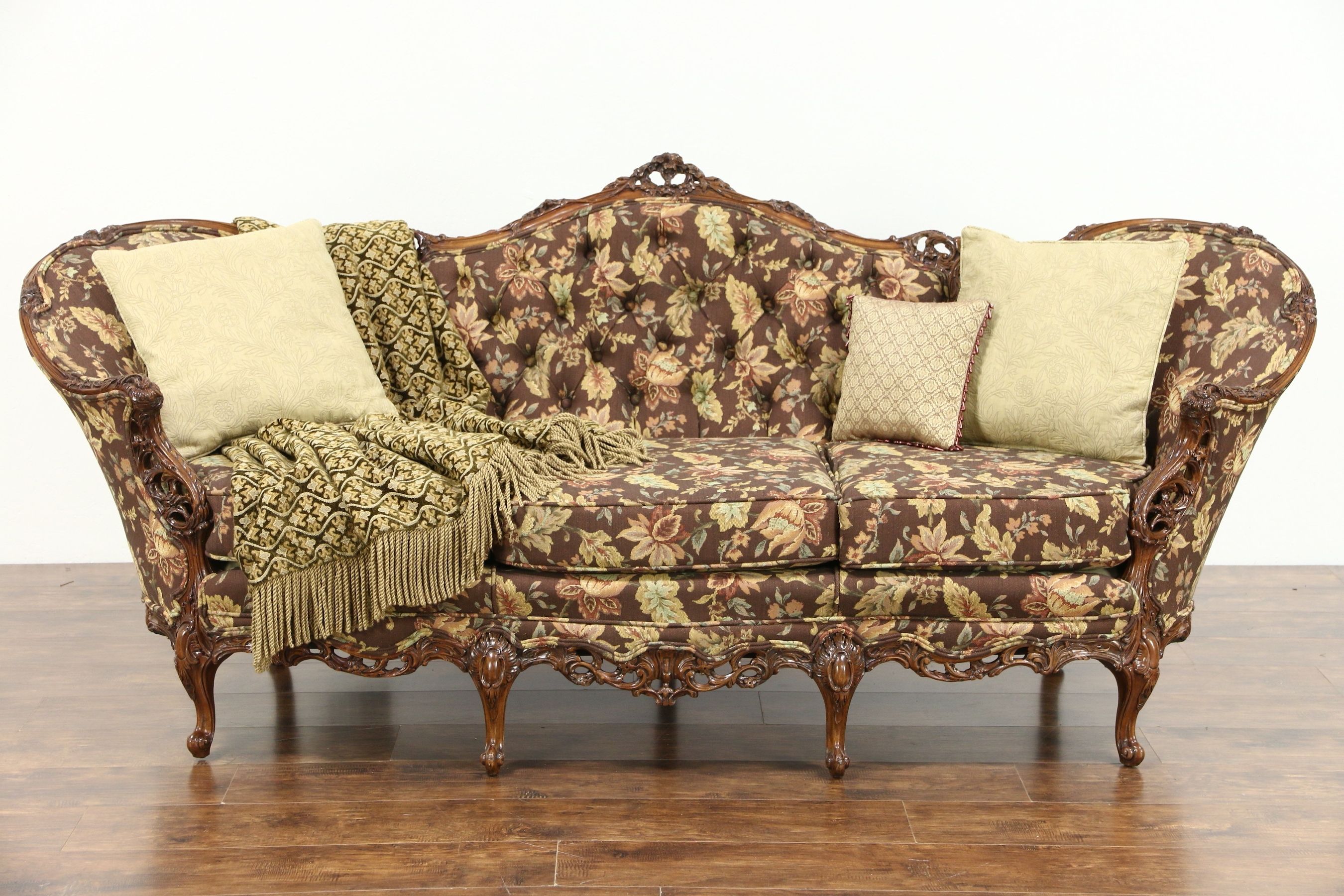 Sold – Carved 1940's Vintage Sofa, Pierced Swag & Rose Motifs, New Within Most Up To Date Vintage Sofas (Photo 1 of 15)