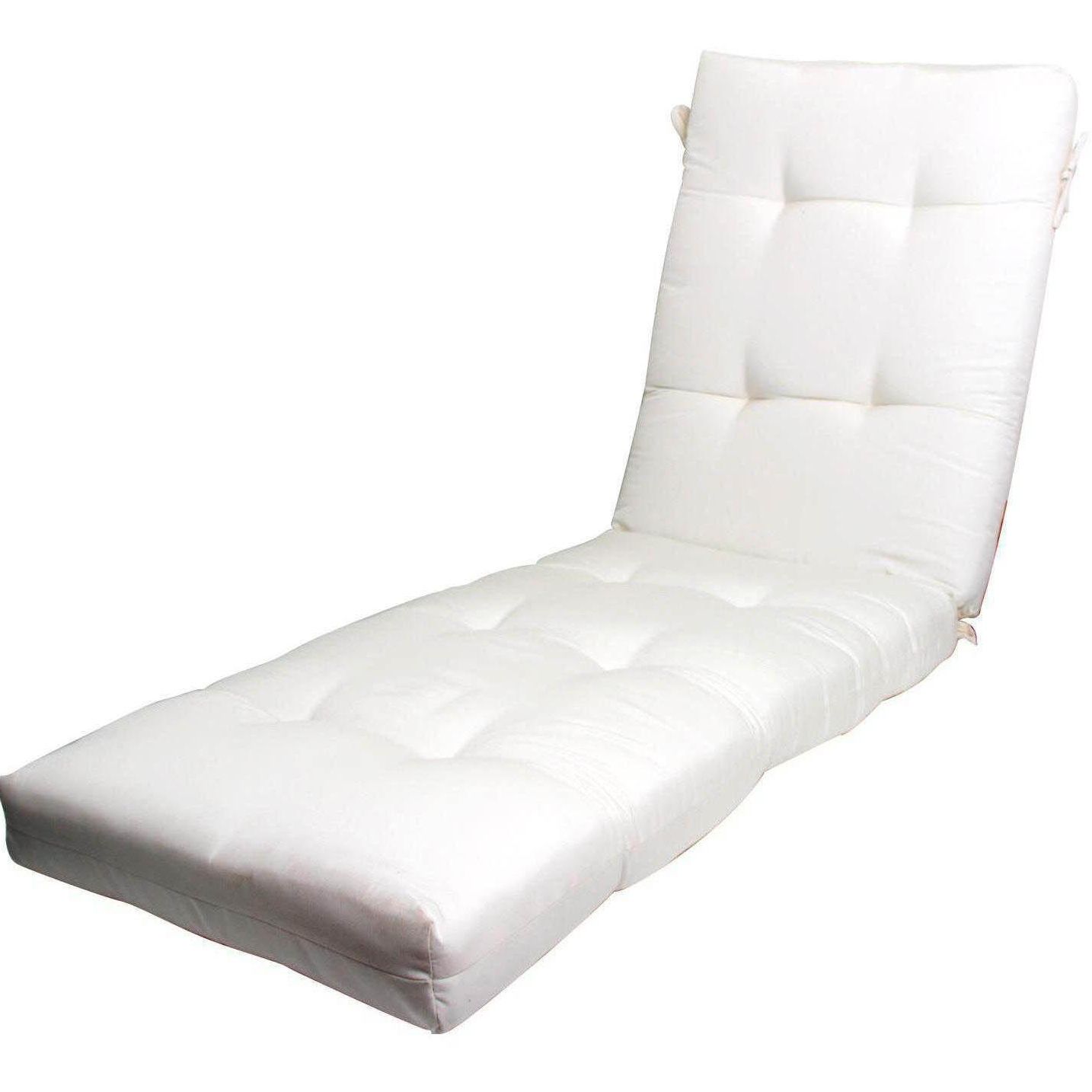 Sunbrella Canvas Natural Extra Long Outdoor Replacement Chaise With Fashionable Chaise Lounge Pads (View 1 of 15)