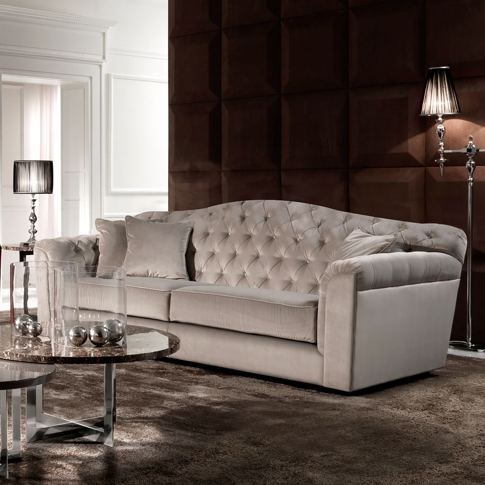 Trendy Luxury Sofas Inside Classic Italian Button Upholstered Luxury Velvet Sofa (Photo 1 of 15)