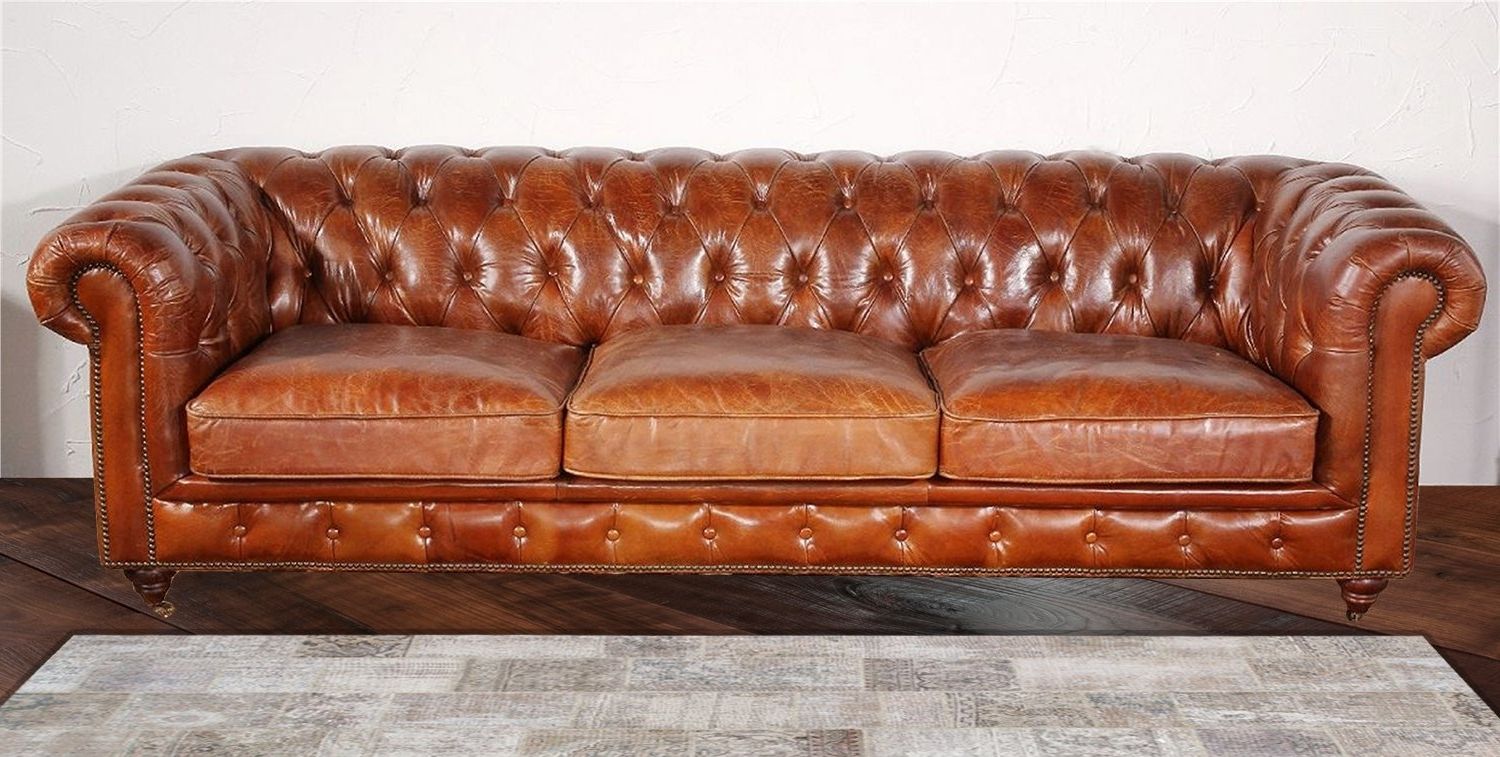 Tufted Leather Chesterfield Sofas In Newest Pasargad Chester Bay Tufted Genuine Leather Chesterfield Sofa (Photo 1 of 15)