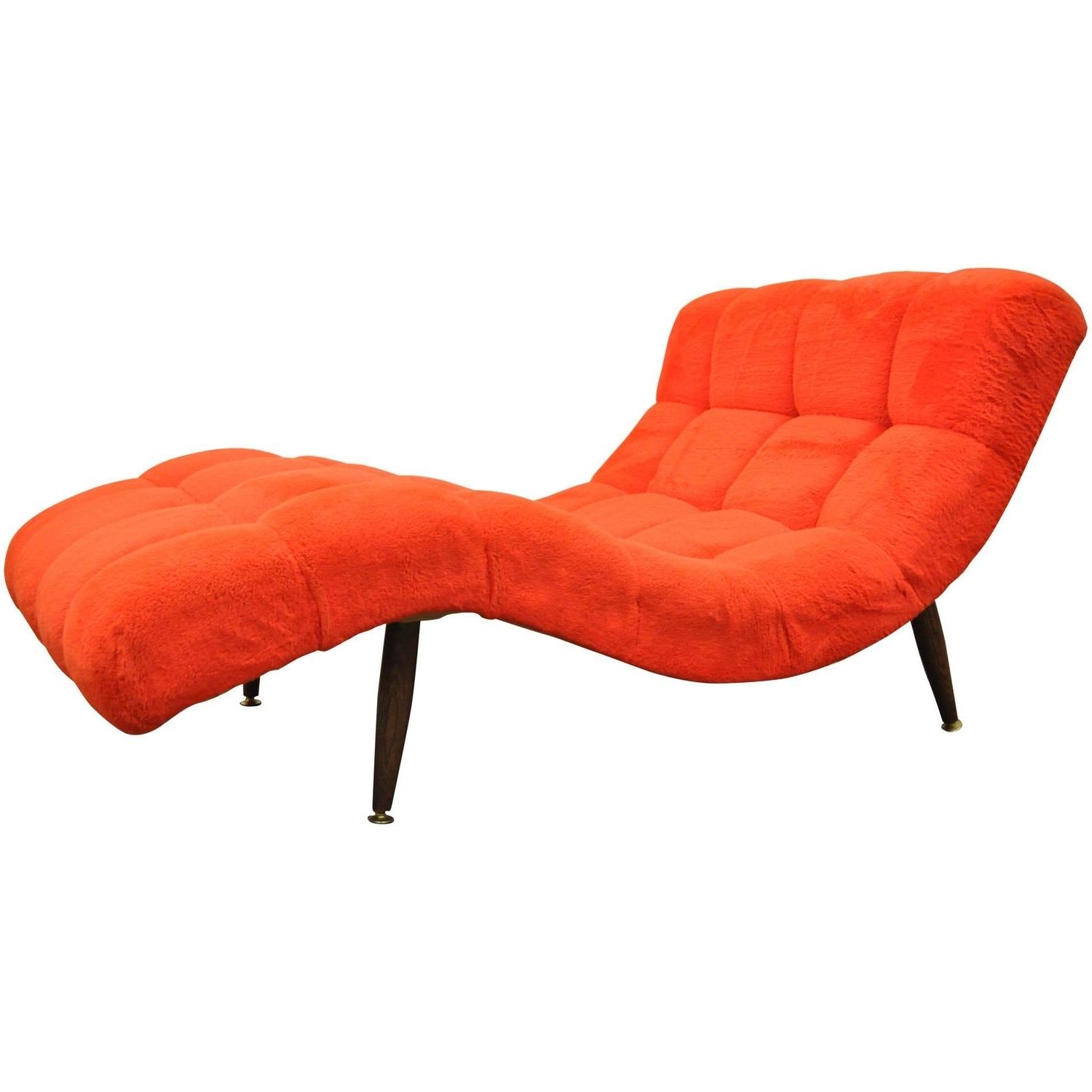 Vintage Mid Century Modern Double Wide Wave Chaise Lounge For Sale With Regard To Newest Orange Chaise Lounges (Photo 2 of 15)