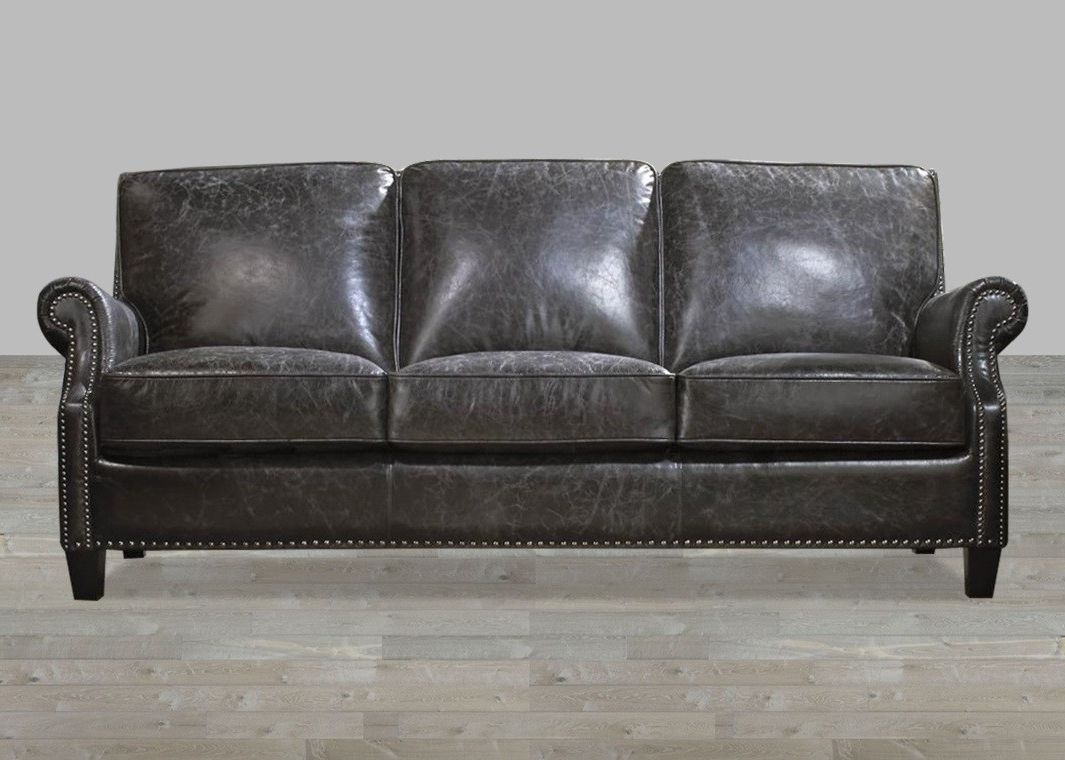 Vintage Sofas Inside 2017 Charcoal Top Grain Vintage Leather Sofa (Photo 11 of 15)