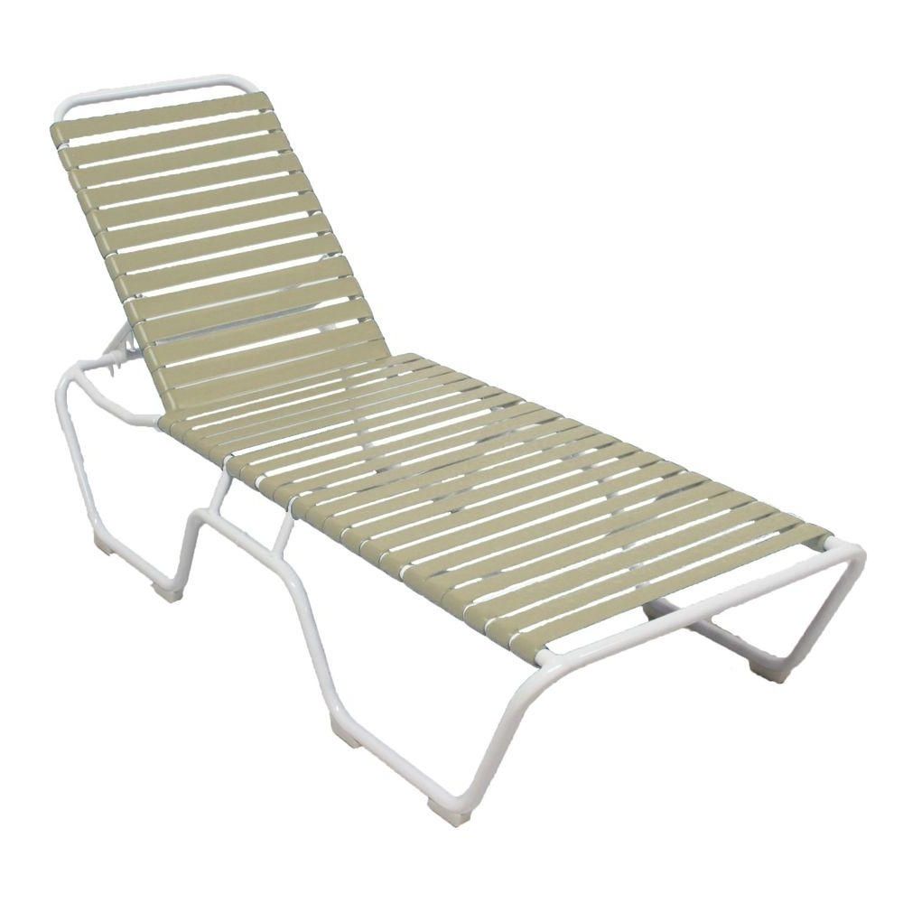 Vinyl Strap Chaise Lounge Chairs Intended For 2017 Marco Island White Commercial Grade Aluminum Vinyl Strap Outdoor (Photo 1 of 15)