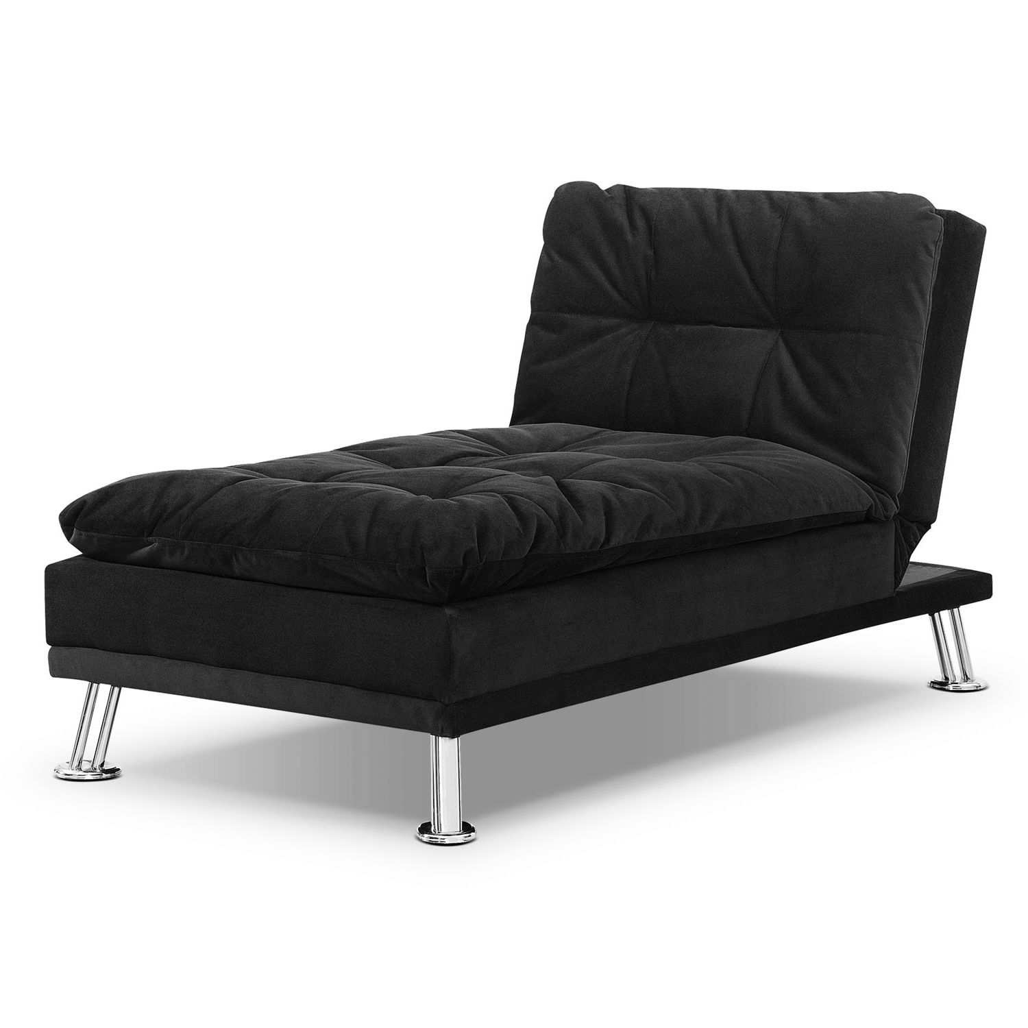 Waltz Futon Sofa Bed With Chaise – Black (View 7 of 15)