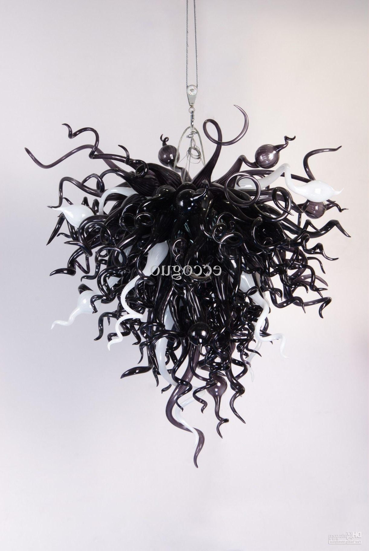 Well Known Black Glass Chandelier Pertaining To 2018 Ac/dc Led Lamp Ce/ul Certificate Chihuly Borosilicate Glass Art (View 6 of 15)