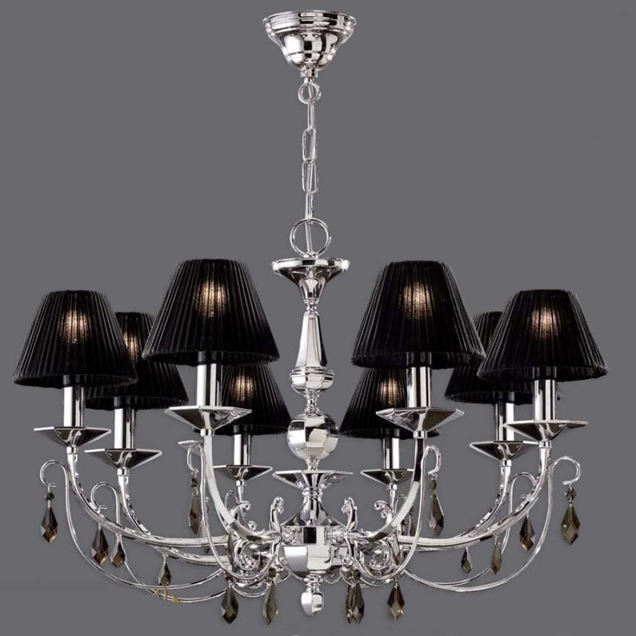 Well Known Black Lamp Shade With Crystals Fringed Also Chandeliers Design In Black Chandeliers With Shades (View 3 of 15)