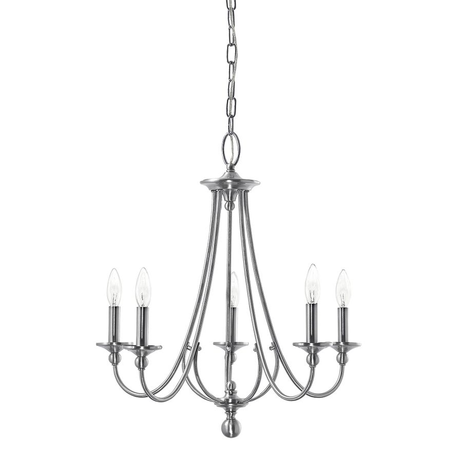 Well Known Candle Light Chandelier Throughout Shop Kichler Camella 21.77 In 5 Light Brushed Nickel Williamsburg (Photo 8 of 15)