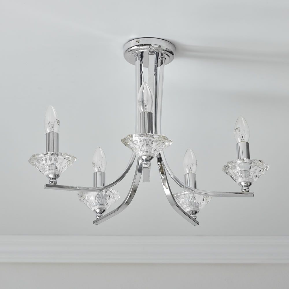 Well Known Chrome Chandeliers With Wilko 5 Arm Chandelier Chrome Effect Ceiling Lightfitting At Wilko (View 11 of 15)