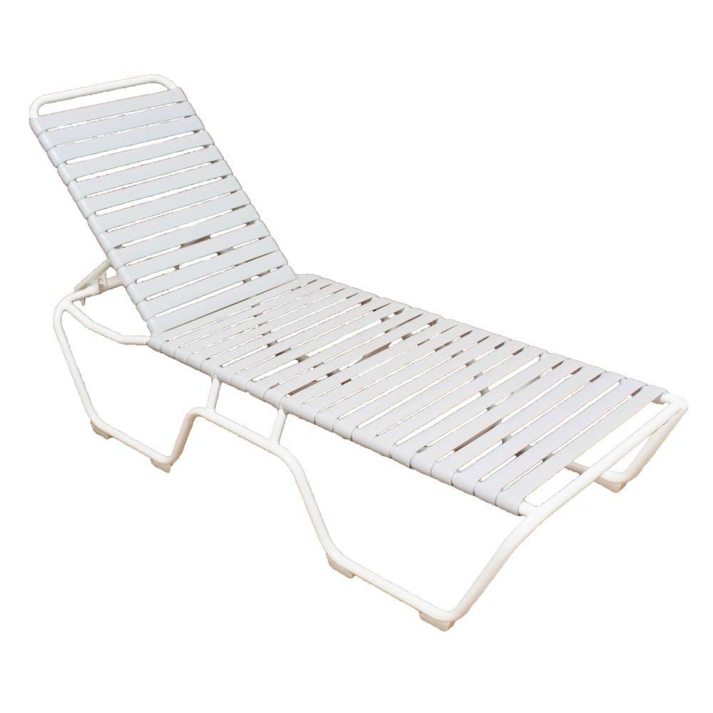 Well Known Commercial Grade Chaise Lounge Chairs With Regard To Marco Island White Commercial Grade Aluminum Vinyl Strap Outdoor (View 10 of 15)