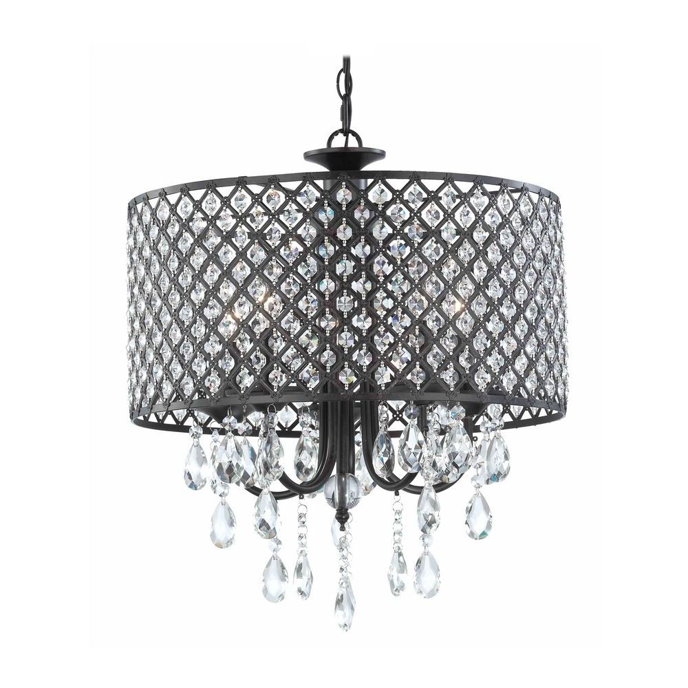 Well Known Crystal Chandeliers With Shades Within Crystal Chandelier Pendant Light With Crystal Beaded Drum Shade (Photo 15 of 15)