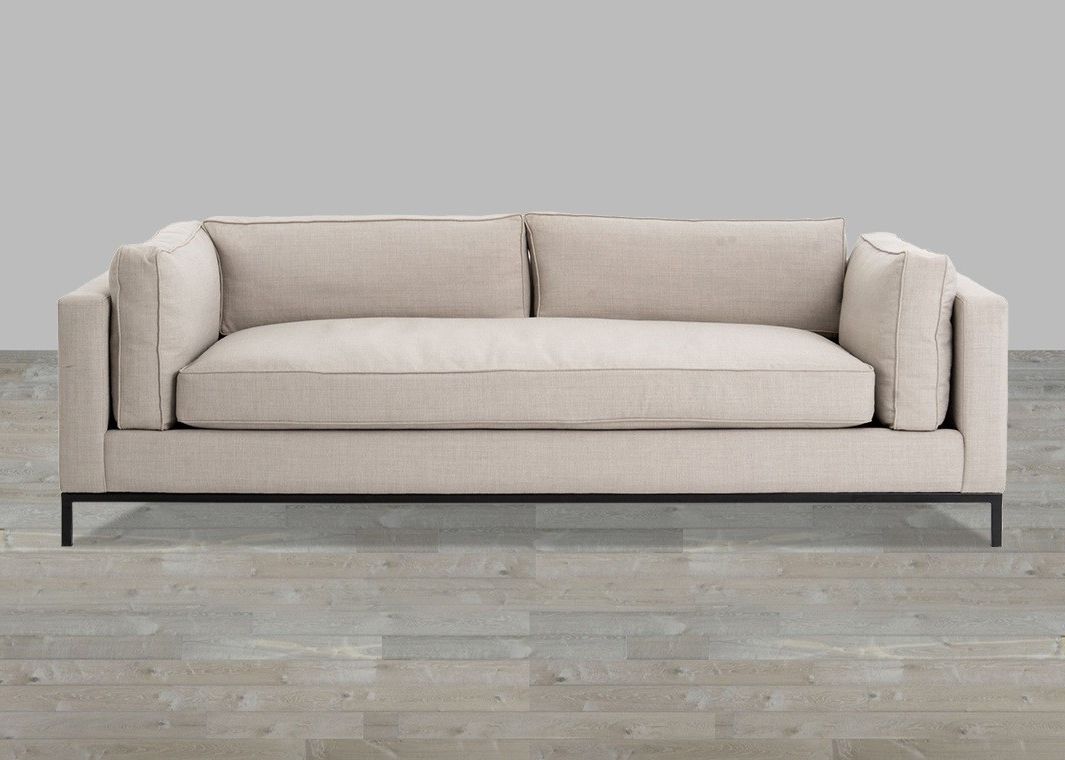Well Known Linen Sofa With Single Seat Cushion Throughout One Cushion Sofas (View 2 of 15)