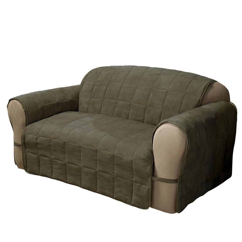 Well Known Sage Ultimate Faux Suede Sofa Protector Ultsofasage – The Home Depot For Faux Suede Sofas (Photo 7 of 15)