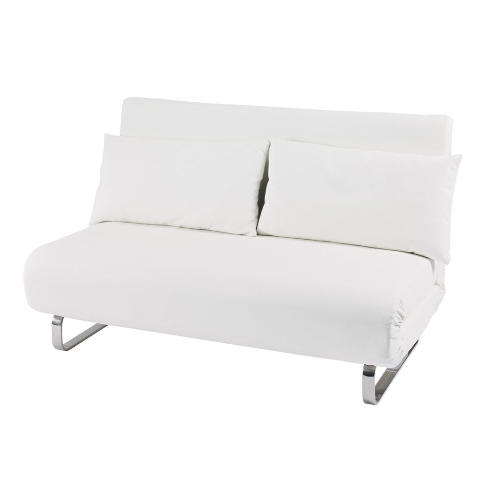 Well Known White Sofa Chairs In Stylus Faux Leather Sofa Bed White – Dwell (Photo 7 of 15)