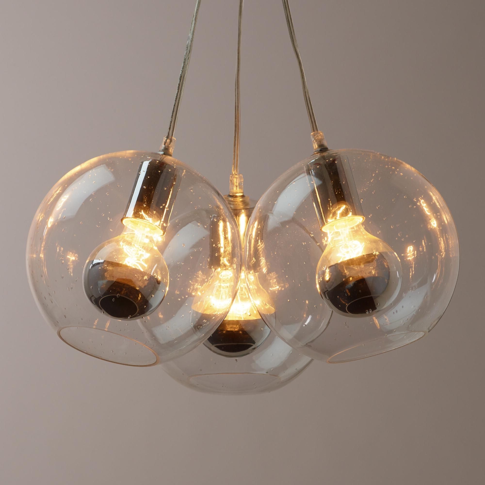 Well Liked Chrome And Glass Chandeliers In Light : Fascinating Seeded Glass Chrome Tip Bulb Cluster Pendant (View 15 of 15)