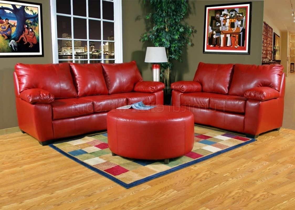 Well Liked Red Leather Couches And Loveseats Inside Red Leather Sofas And Loveseats Medium Nightstands Ottomans (View 1 of 15)