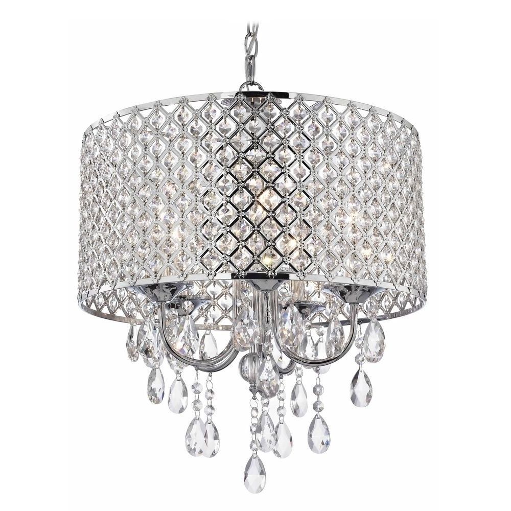 Widely Used Crystal Chrome Chandelier Within Crystal Chrome Chandelier Pendant Light With Crystal Beaded Drum (Photo 1 of 15)