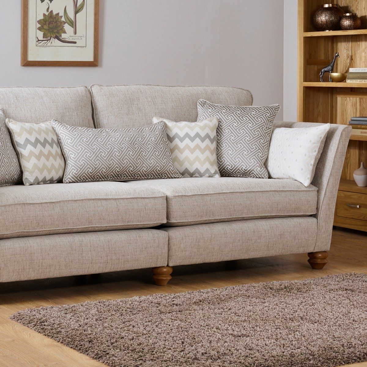 Widely Used Four Seater Sofas Throughout Gainsborough 2 Seater Sofa In Beigeoak Furniture Land (Photo 11 of 15)