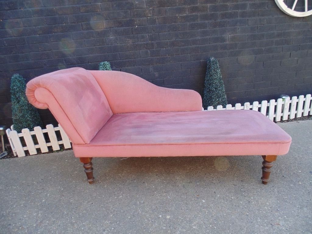 Widely Used Pink Chaise Lounges Pertaining To Old Pink Velvet Chaise Lounge With Solid Wood Legs The Fabric (View 1 of 15)