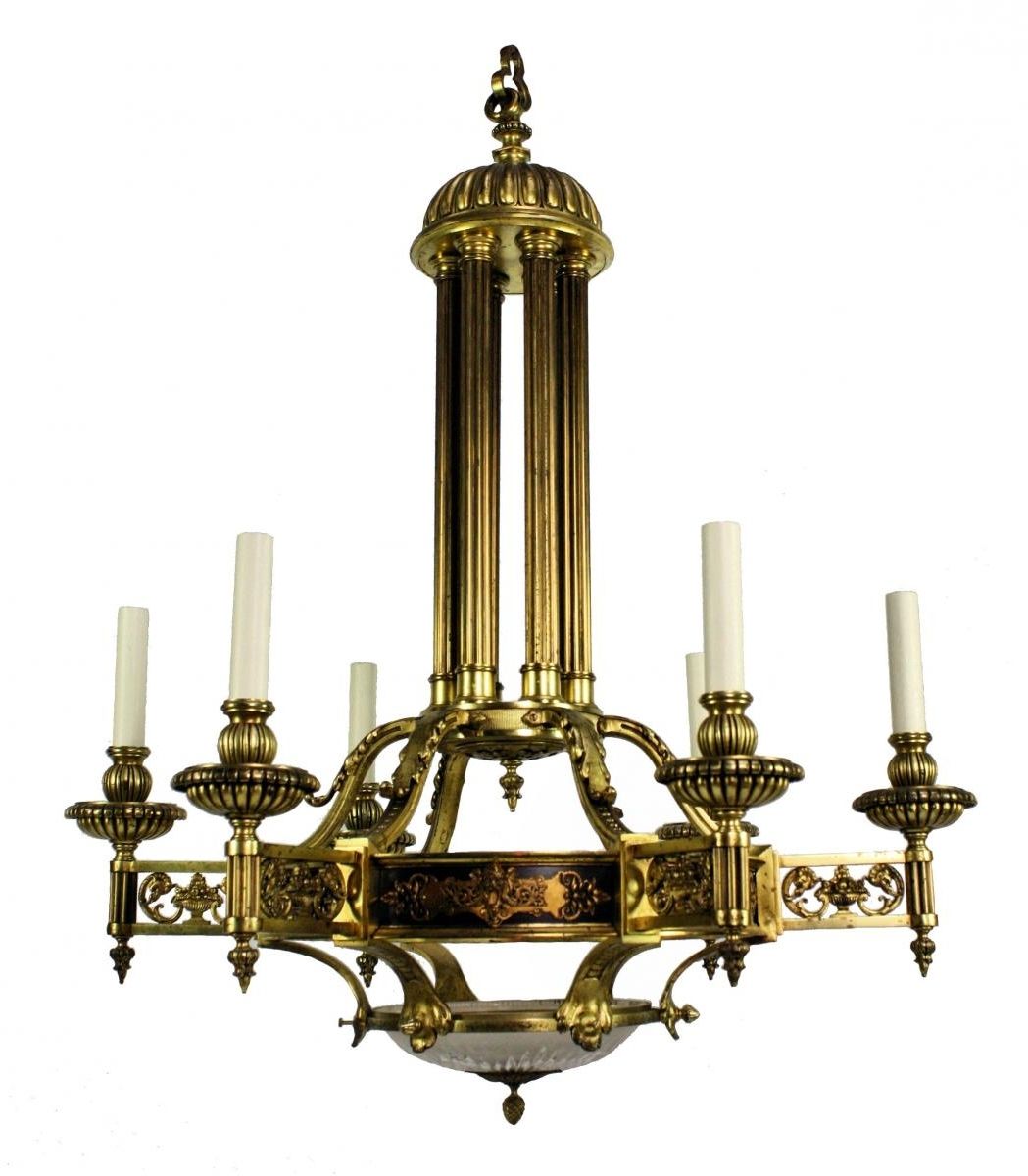 2017 Large French Empire Gilt Bronze Chandelier, 1860s For Sale At Pamono With Regard To French Bronze Chandelier (Photo 5 of 15)