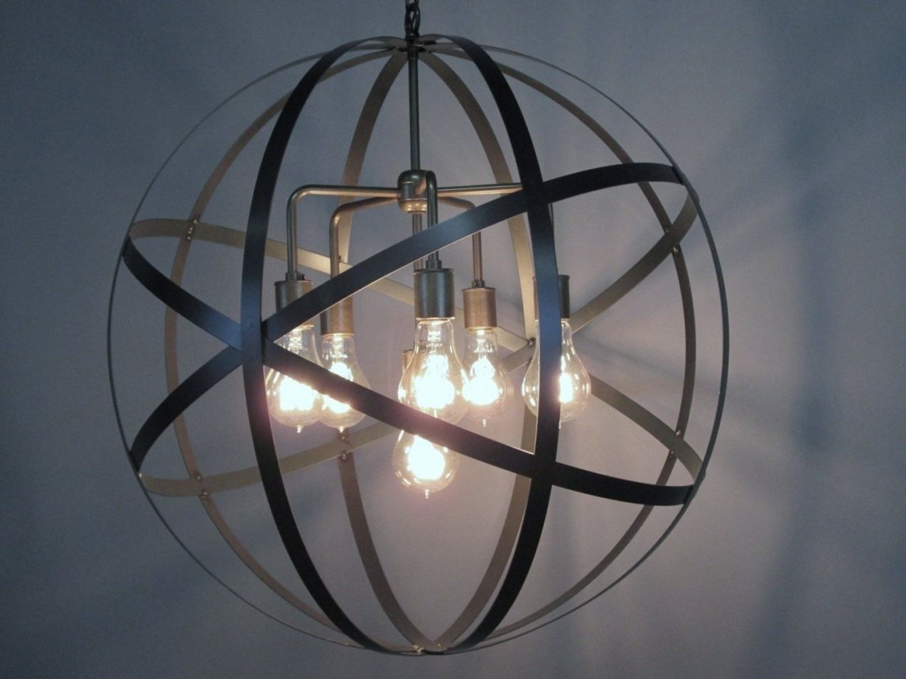Accessories: Globe Metal Design Orb Chandelier With Lights Bulb Regarding Preferred Orb Chandelier (View 7 of 15)
