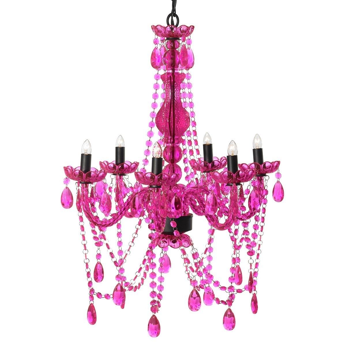 Amazon: 3c4g Chandelier, Hot Pink: Home & Kitchen Intended For Newest Pink Plastic Chandeliers (View 2 of 15)
