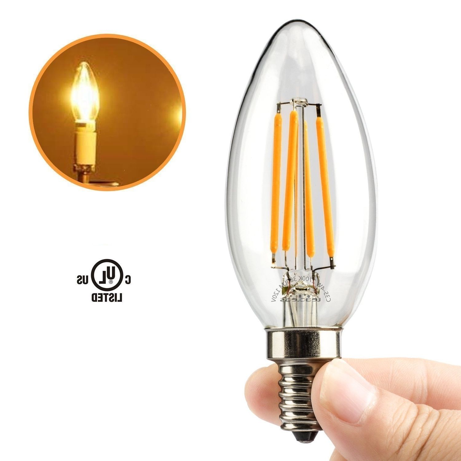Amazon: Leadleds 4w Candelabra Led Bulb 40 Watt Equivalent 2700k With Regard To 2018 Led Candle Chandeliers (View 9 of 15)
