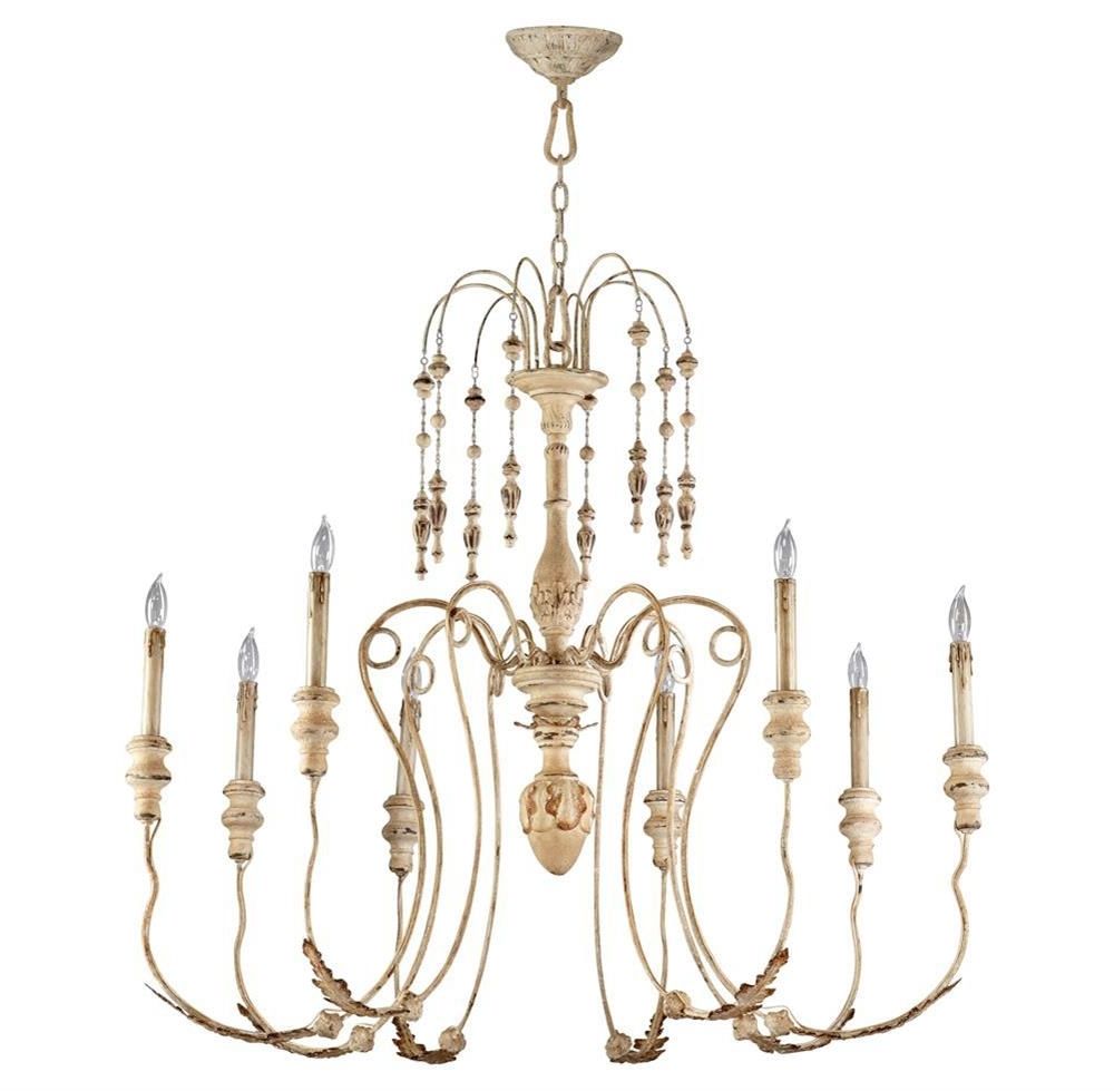 Best And Newest French Country Chandeliers Intended For Maison French Country Antique White 8 Light Chandelier (View 2 of 15)