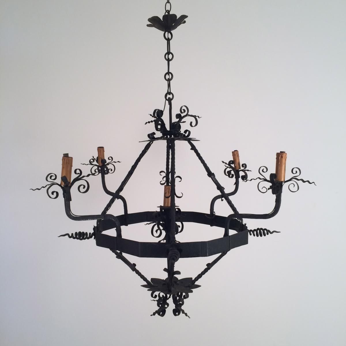 Best And Newest Vintage Wrought Iron Chandelier, 1960S For Sale At Pamono Pertaining To Vintage Wrought Iron Chandelier (View 9 of 15)