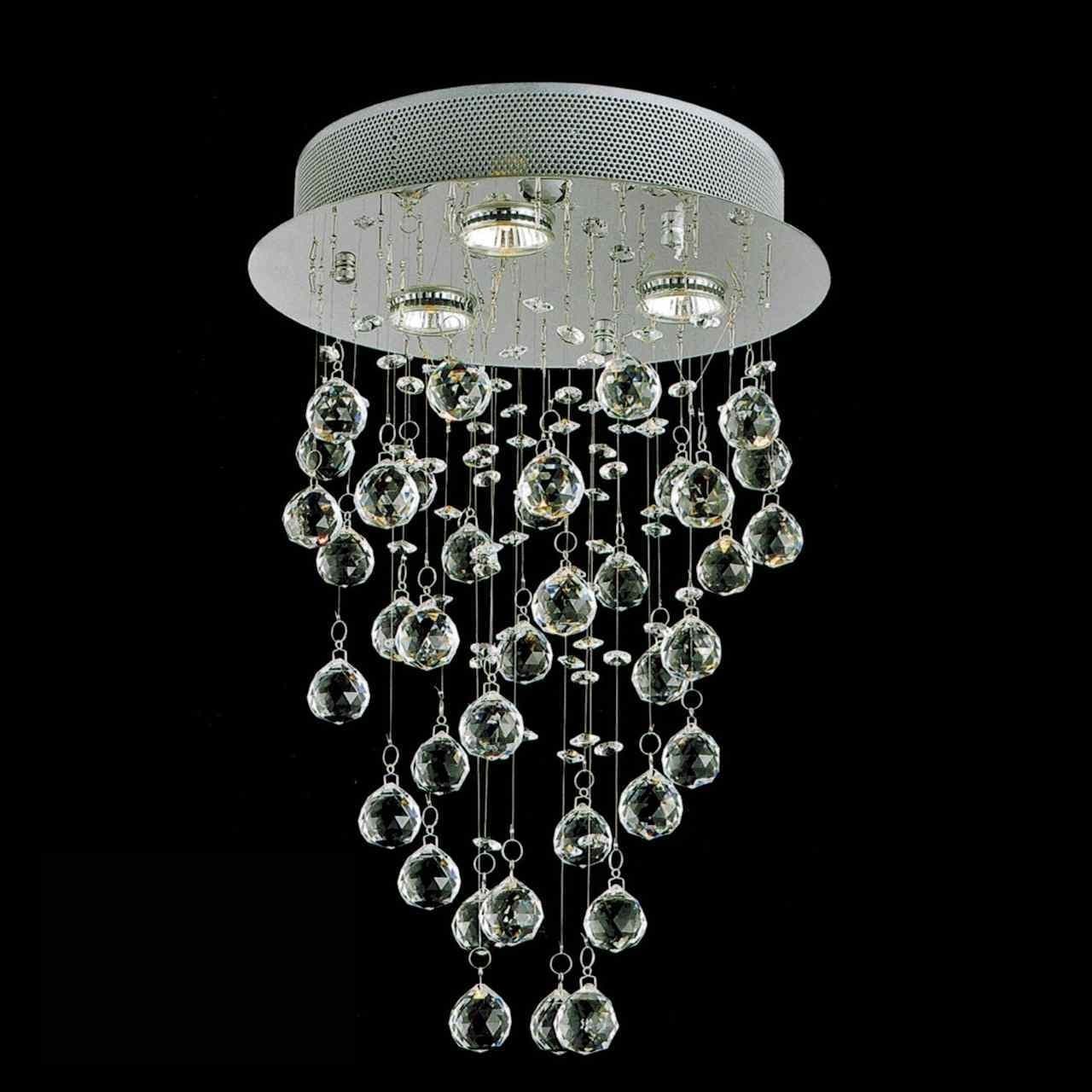 Brizzo Lighting Stores. 18" Raindrops Modern Foyer Crystal Round With Trendy Mirror Chandelier (Photo 2 of 15)