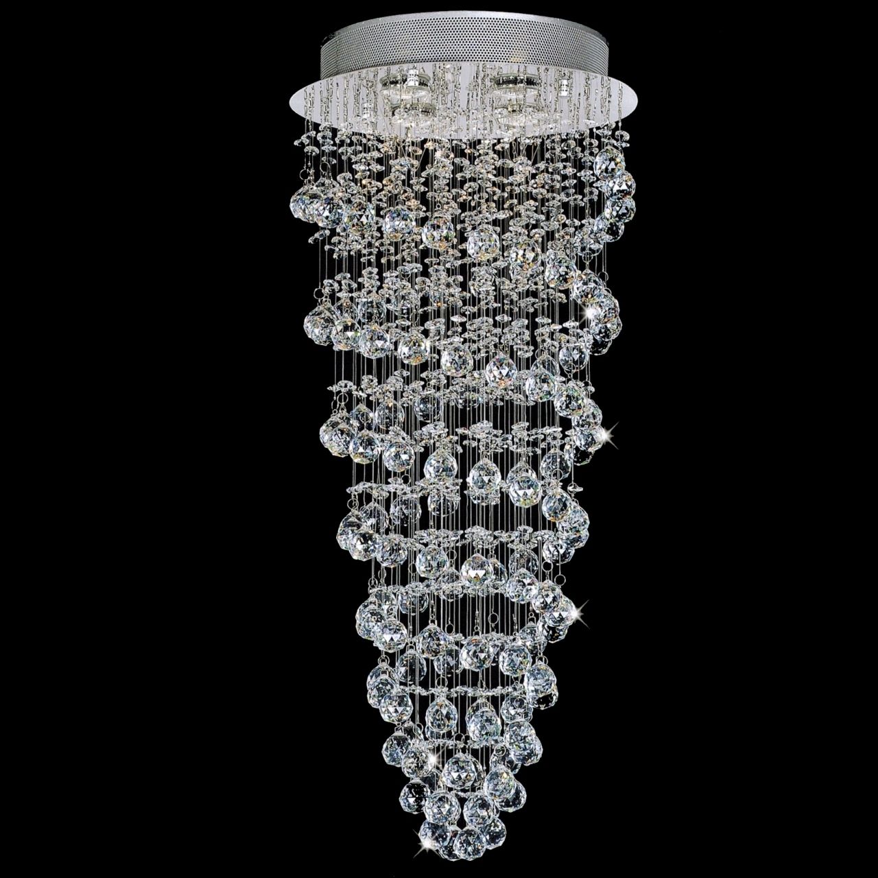 Brizzo Lighting Stores. 32" Double Spiral Modern Foyer Crystal Round Intended For Most Current Mirror Chandelier (Photo 8 of 15)