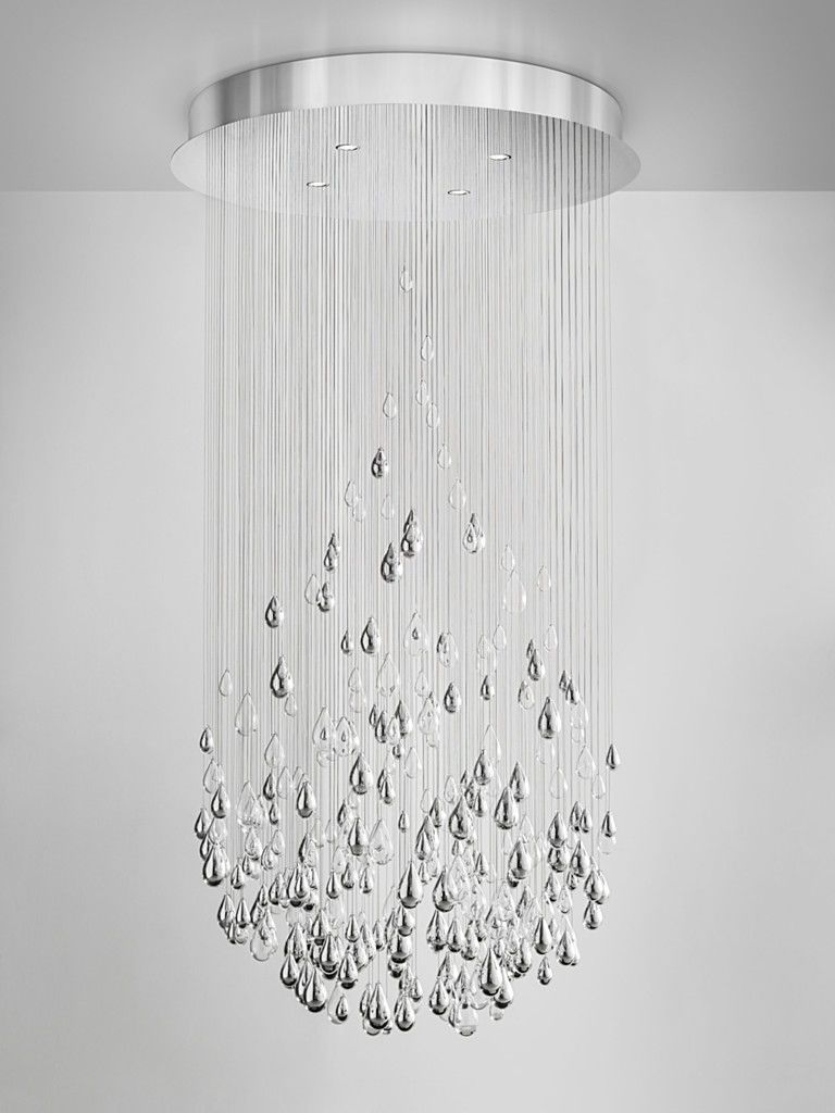 Current Contemporary Chandelier / Blown Glass / Stainless Steel / Led With Regard To Glass Droplet Chandelier (View 15 of 15)