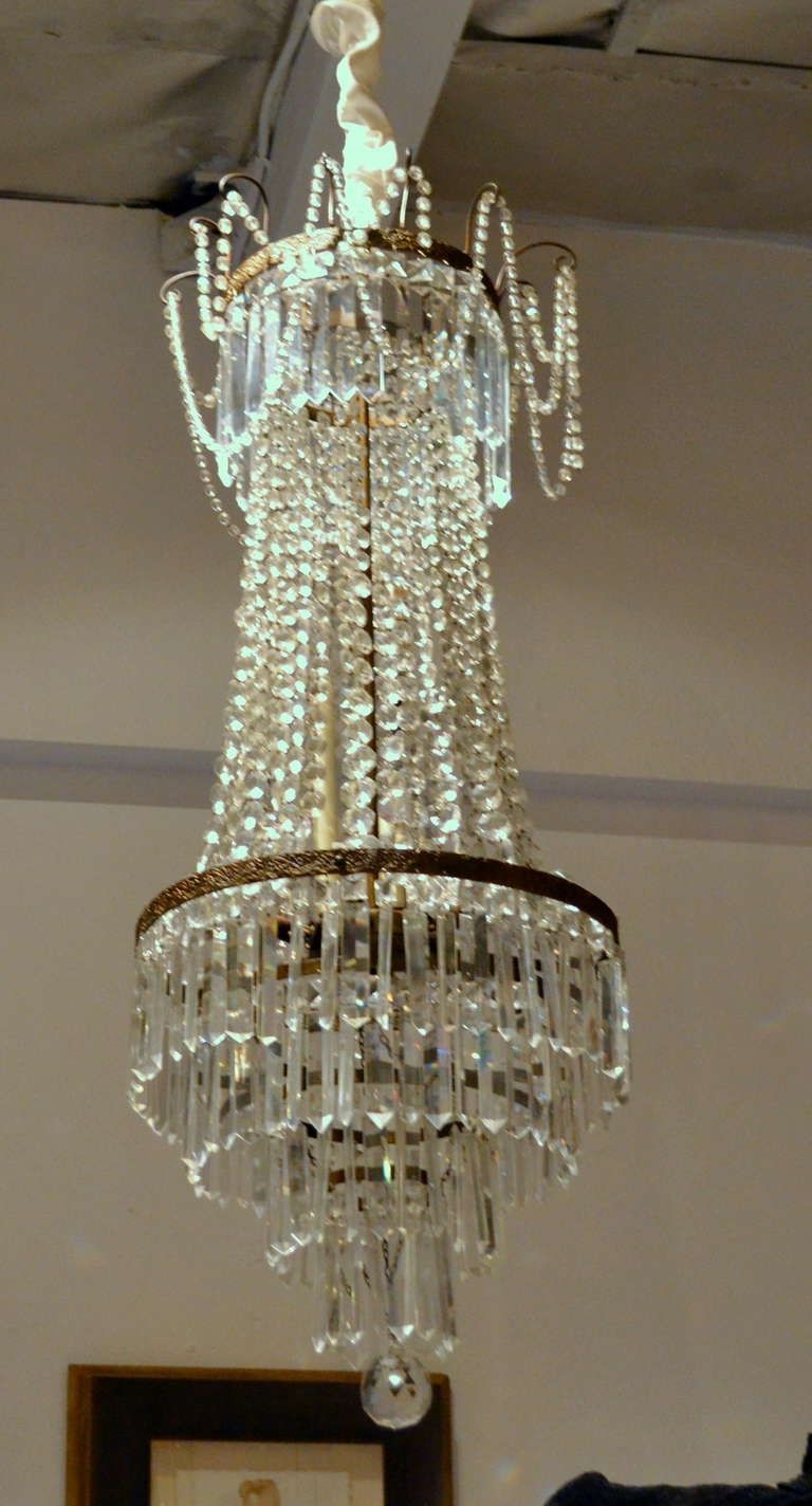 Famous Fine Antique French Empire Cut Crystal Chandelier For Sale At 1stdibs In French Glass Chandelier (Photo 2 of 15)