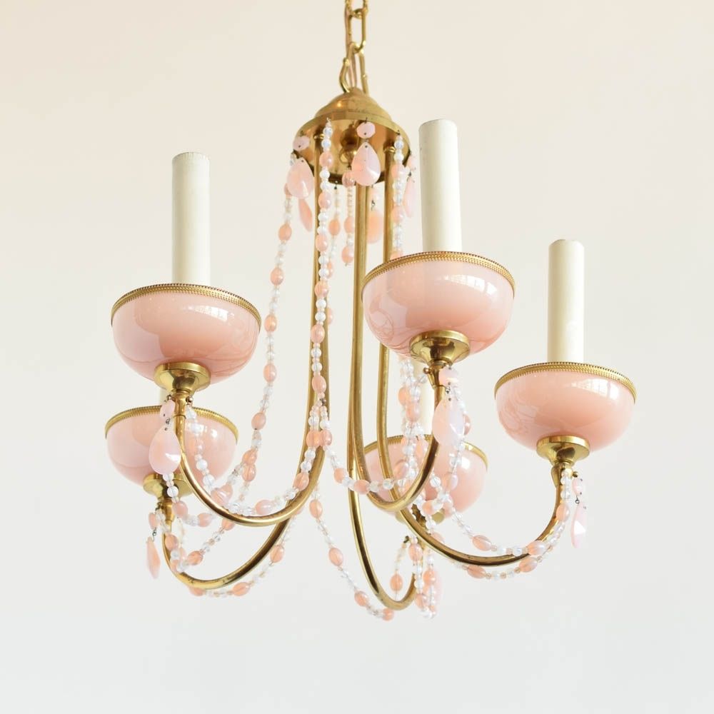 Famous Italian Chandelier W/pink Crystals – The Big Chandelier In Vintage Italian Chandelier (View 1 of 15)