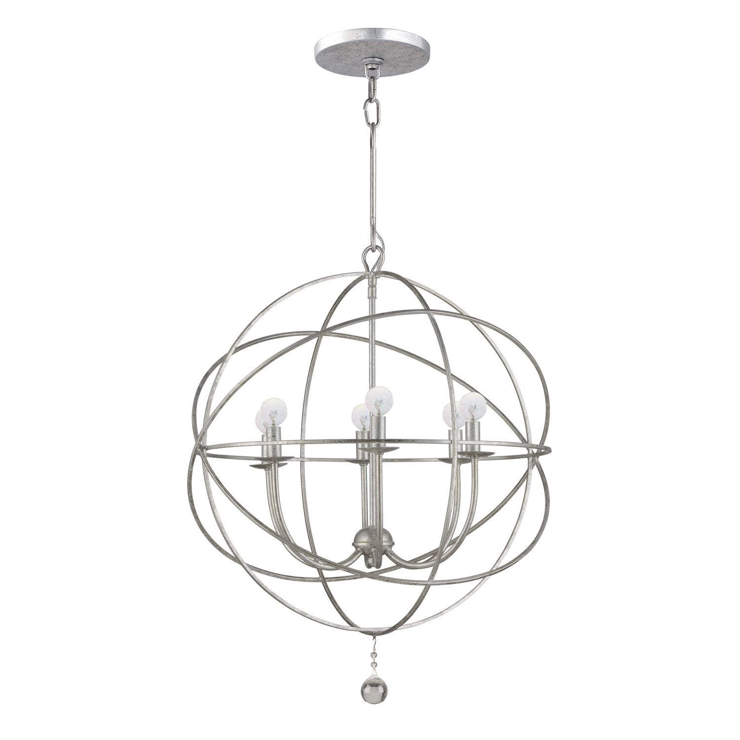 Famous Modern Silver Chandelier Pertaining To Crystorama Lighting Group Solaris Olde Silver Six Light Chandelier (Photo 1 of 15)