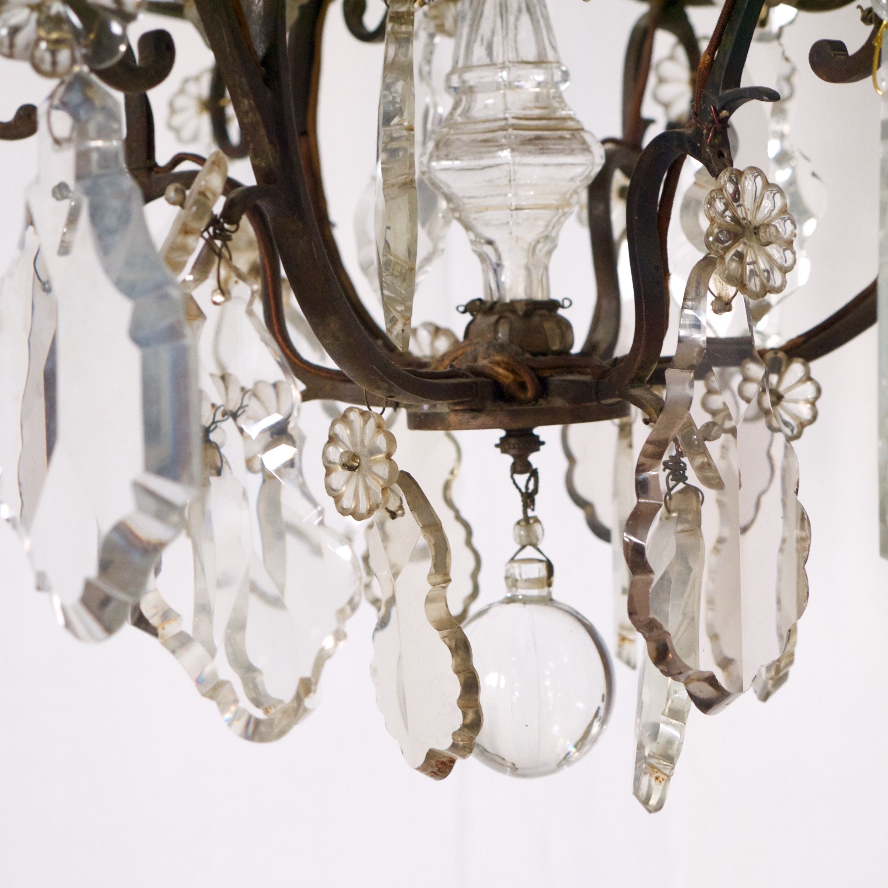 French Bronze Chandelier With Fashionable Antique Crystal French Bronze Chandelier (View 9 of 15)
