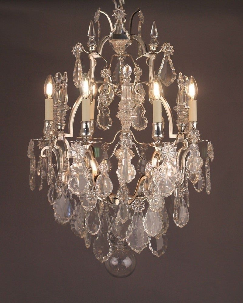 French Crystal 6 Branch Cage Chandelier Within Latest French Chandelier (View 5 of 15)