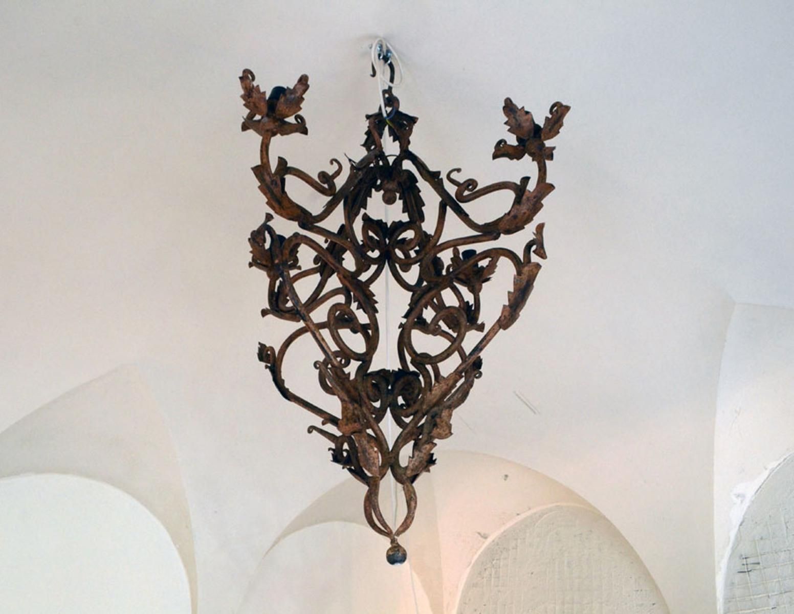 Latest Hand Made Wrought Iron Chandelier, 1800s For Sale At Pamono In Wrought Iron Chandeliers (Photo 9 of 15)