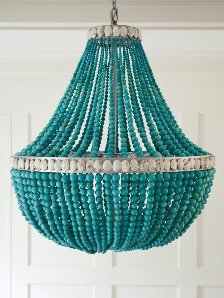 Lighting Love In Turquoise Blue Beaded Chandeliers (Photo 2 of 15)