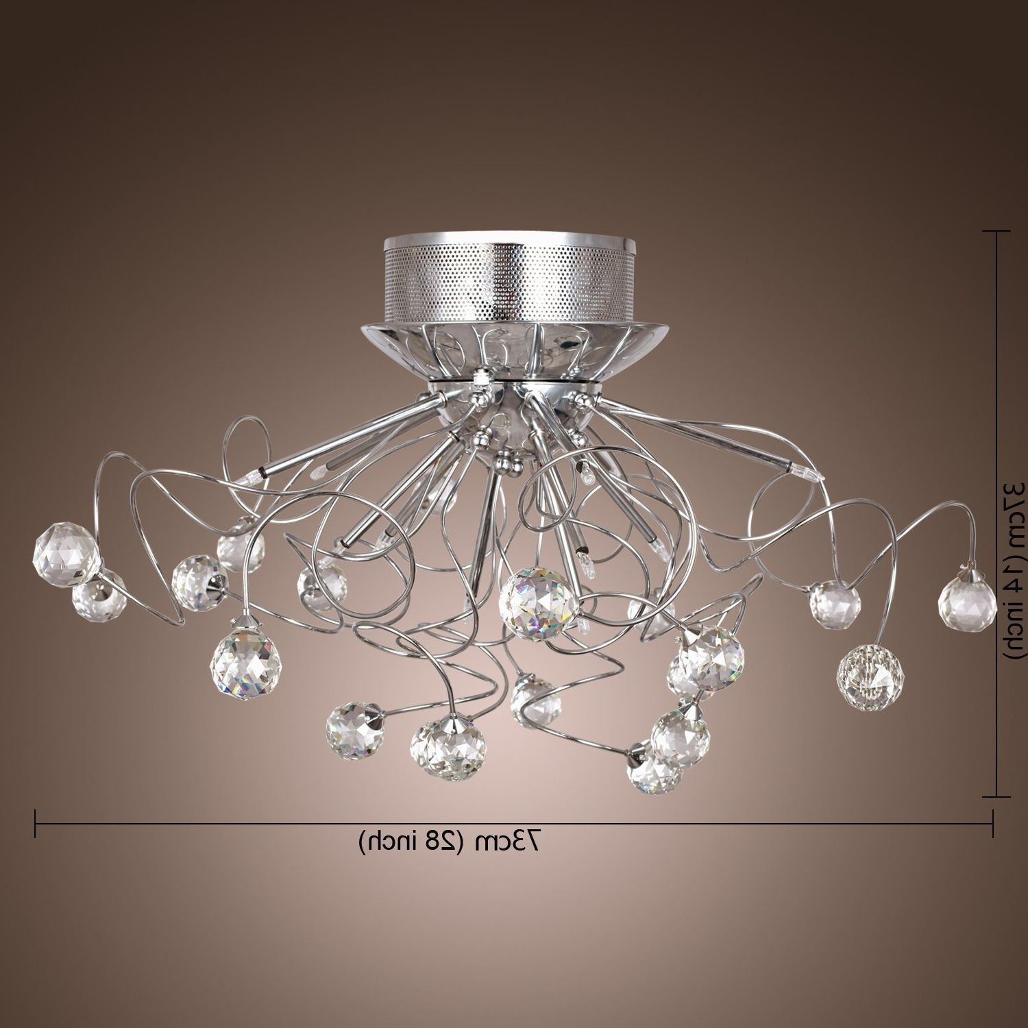 Lightinthebox Modern Crystal Chandelier With 11 Lights Chrom, Flush With 2017 Modern Chandelier Lighting (View 7 of 15)