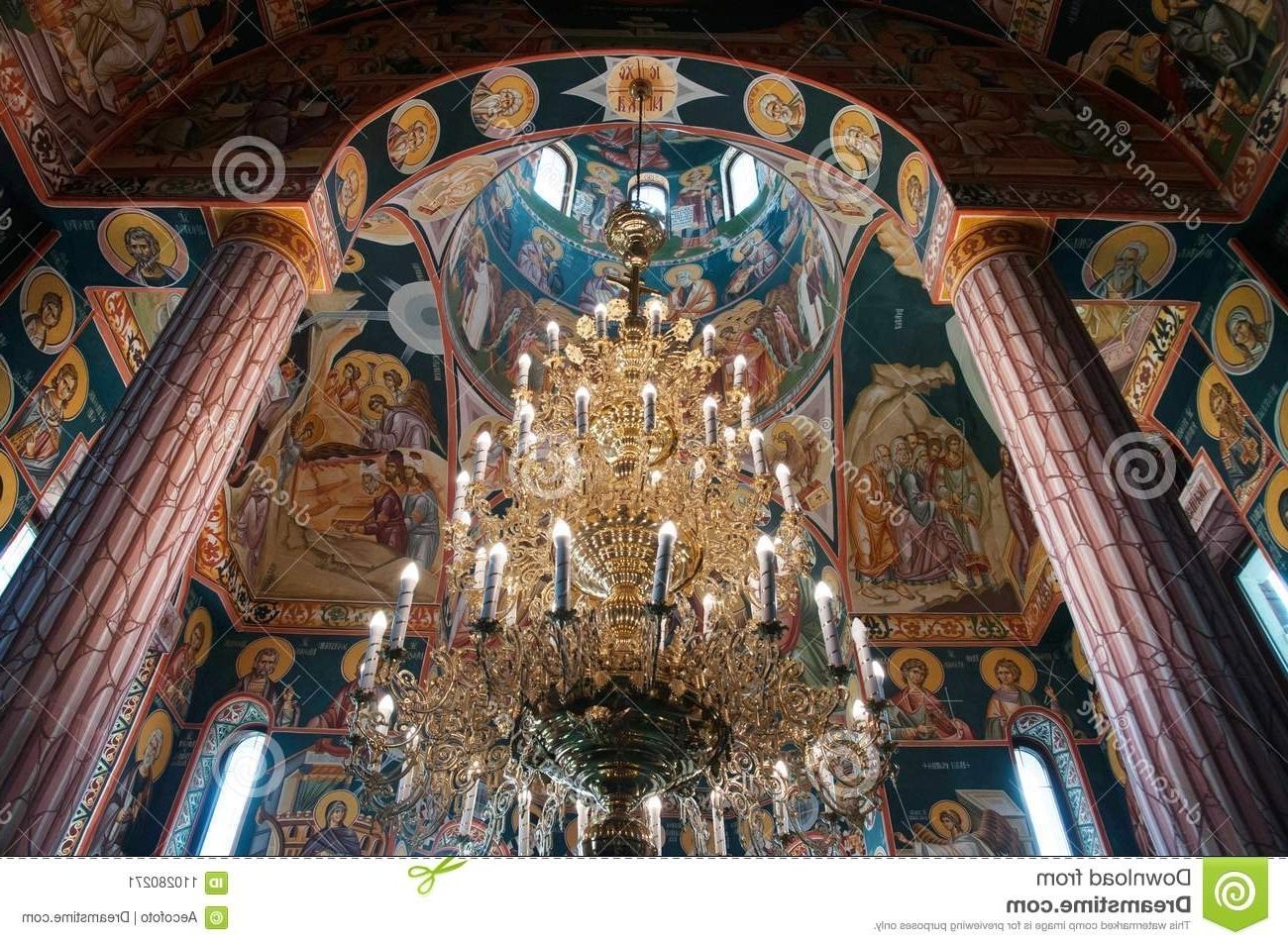 Massive Chandelier In Newest Orthodox Church Interior With Massive Chandelier And Colorful (Photo 14 of 15)