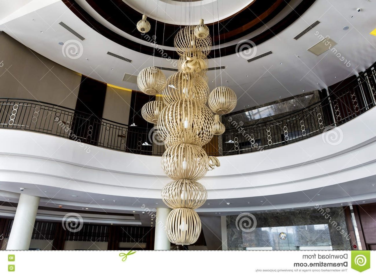 Modern Big Chandelier In A Luxury Hotel Lobby Stock Image – Image Of Pertaining To Well Liked Hotel Chandelier (Photo 15 of 15)