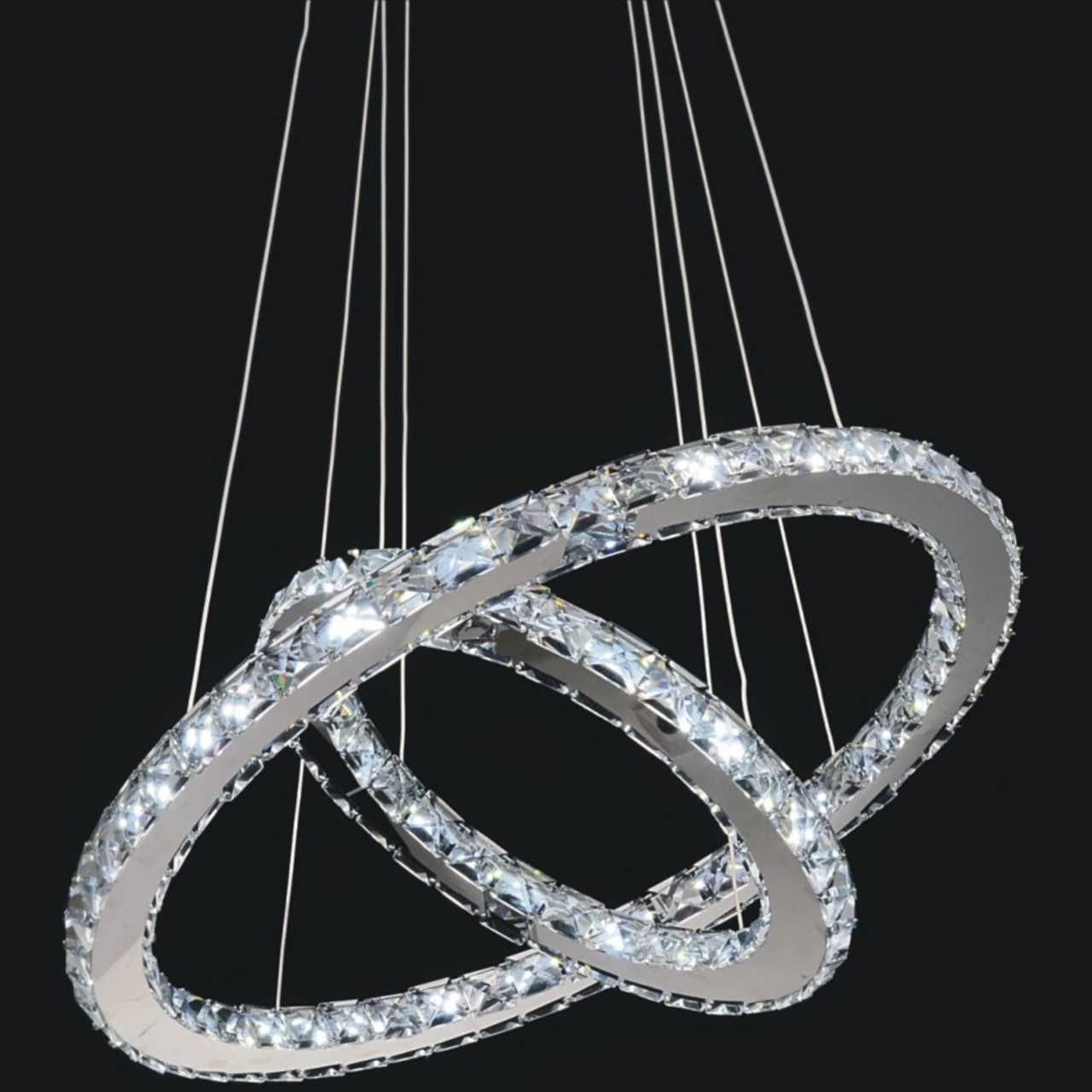 Modern Led Chandelier Regarding Preferred Brizzo Lighting Stores. 24" Anelli Modern Crystal Round Double Ring (Photo 7 of 15)
