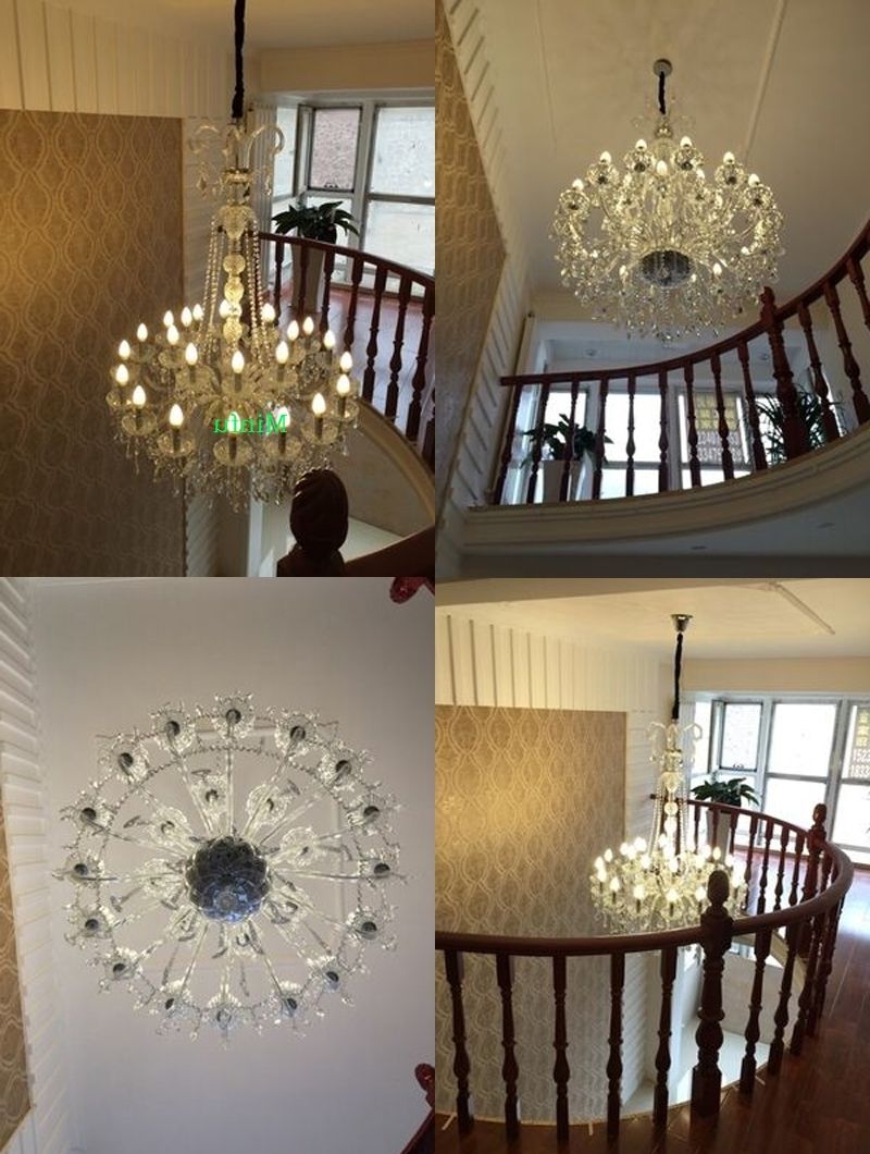 Most Recent Stairwell Chandelier Throughout High Ceiling Chandeliers Crystal Ball Chandelier Modern Staircase (View 12 of 15)
