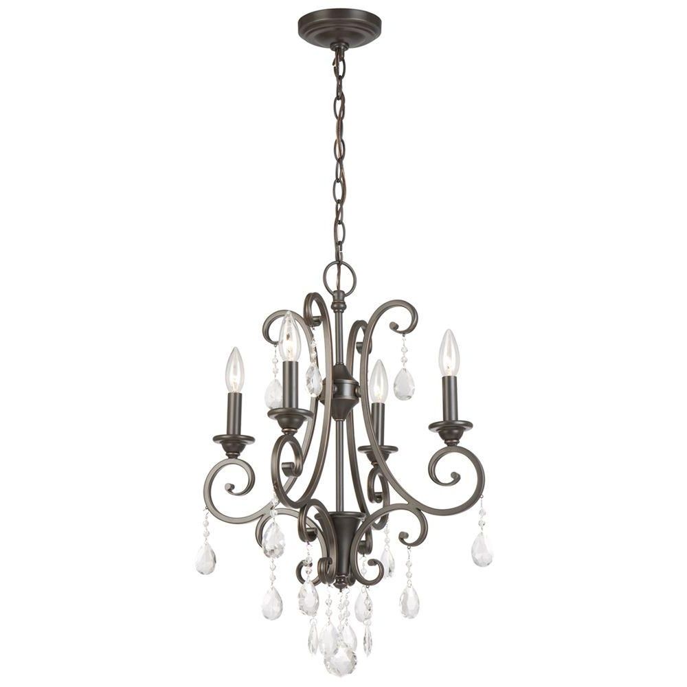 Most Recently Released Small Bronze Chandelier Pertaining To Hampton Bay 4 Light Oil Rubbed Bronze Crystal Small Chandelier (Photo 1 of 15)