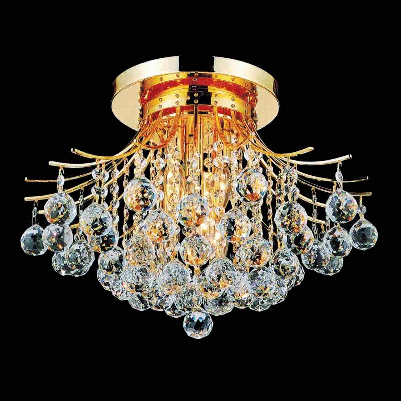 Newest Brizzo Lighting Stores. 20" Monarch Crystal Flush Mount Round For Flush Chandelier (Photo 15 of 15)