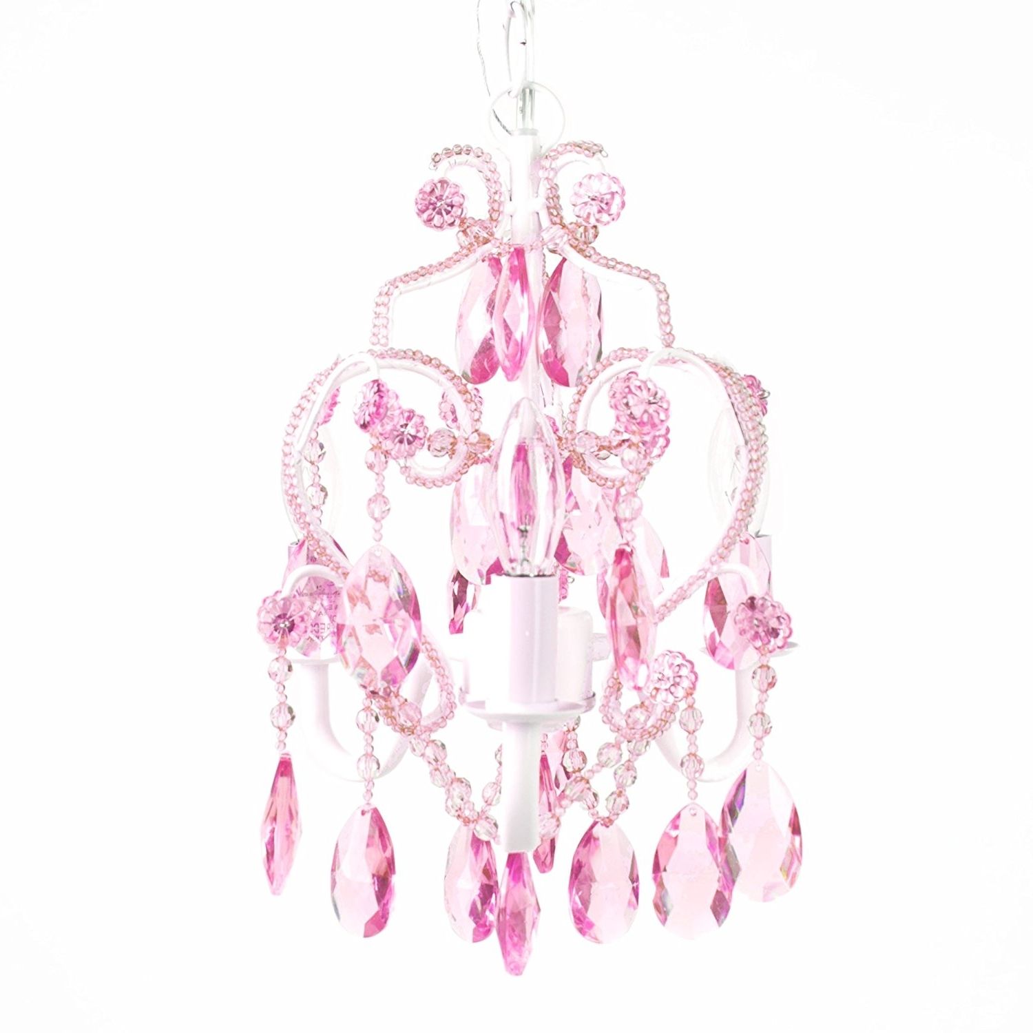 Pink Plastic Chandeliers Regarding Most Up To Date Amazon: Tadpoles Three Bulb Chandelier, Pink Sapphire: Baby (View 11 of 15)
