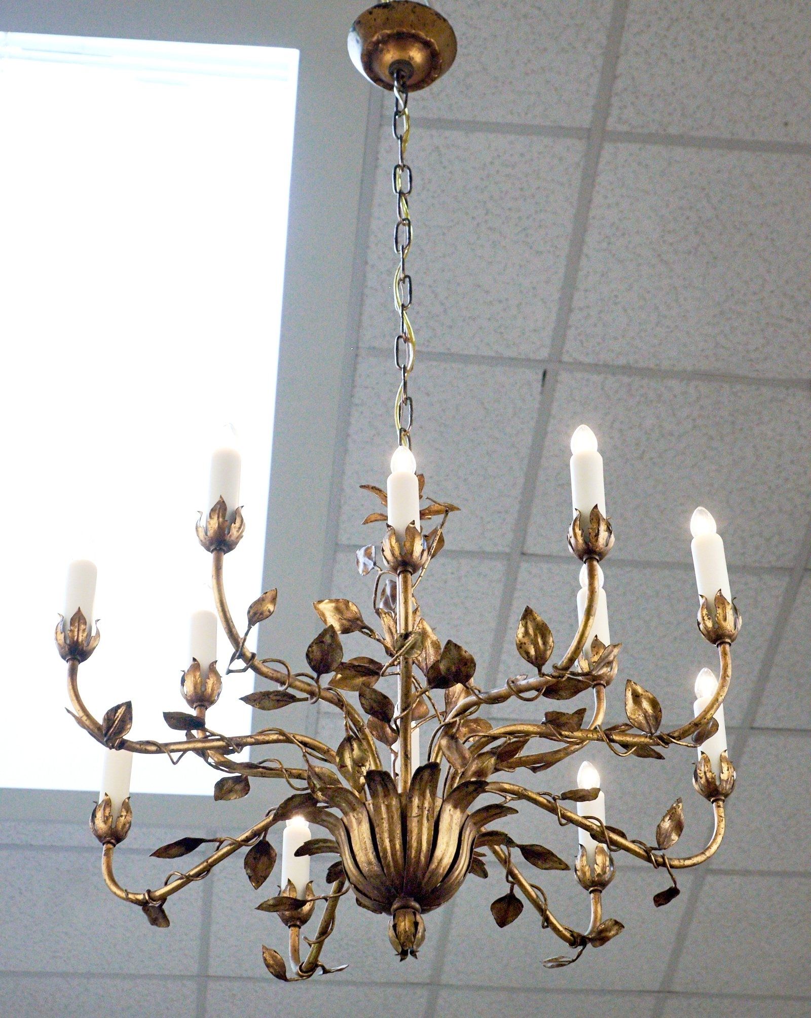 Preferred Gold Leaf Chandelier With French Gold Leaf Tole Chandelier For Sale At 1Stdibs (View 11 of 15)